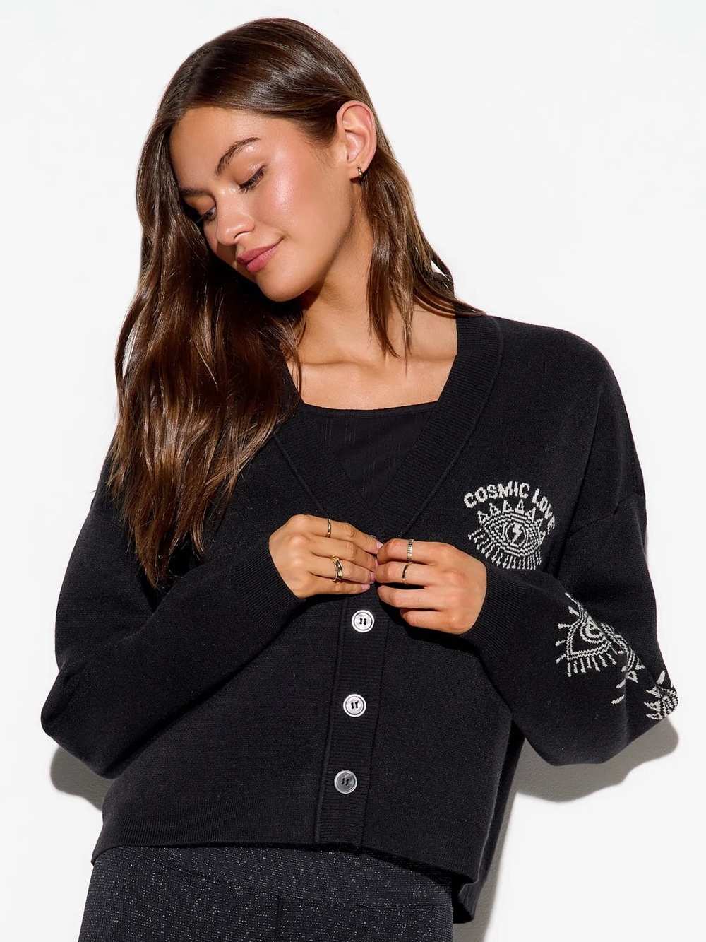 NWT Spiritual Gangster Cosmic Love Delaney Cardigan Evil Eye size Medium - Picture 2 of 6
